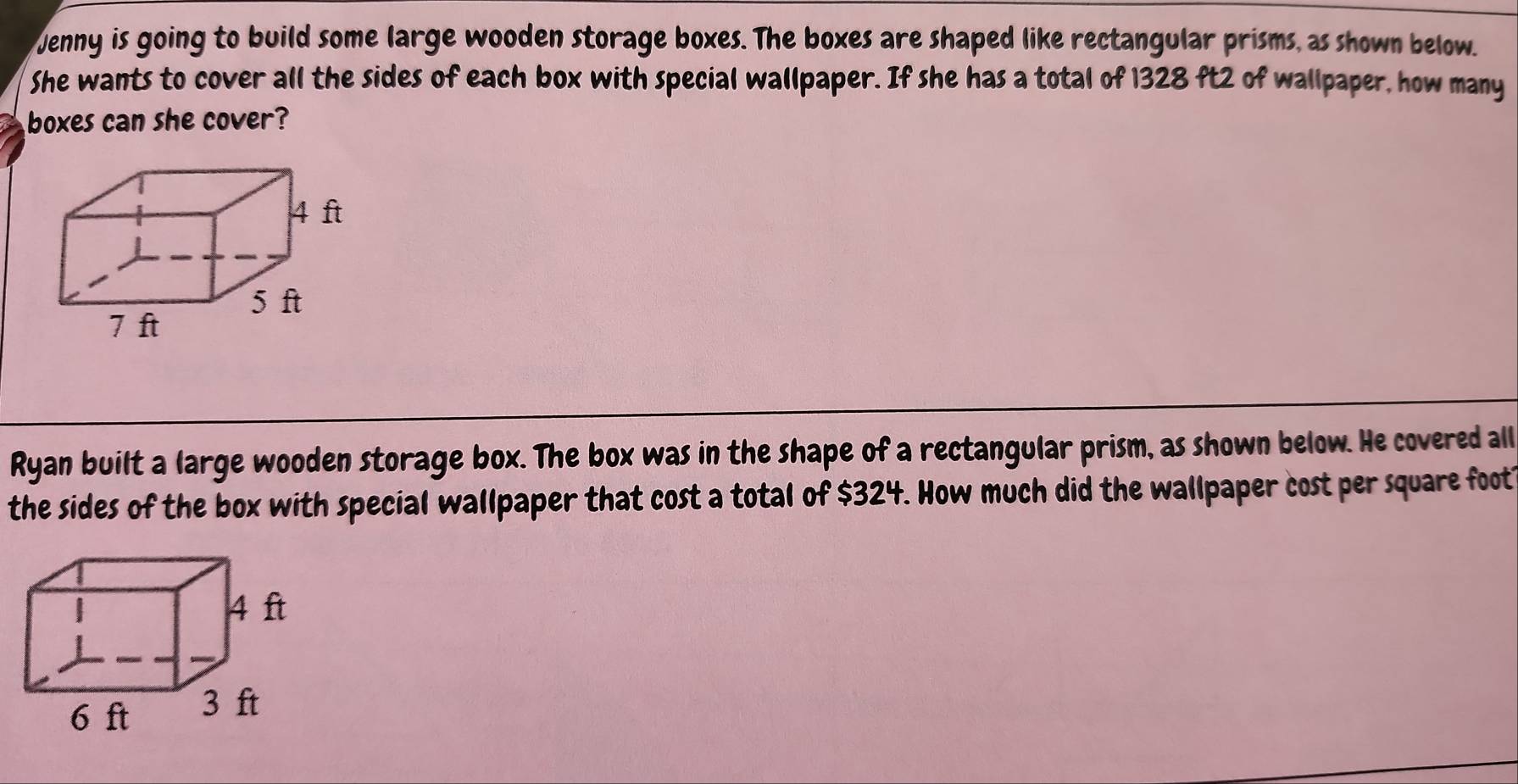 Solved: WJenny is going to build some large wooden storage boxes. The ...