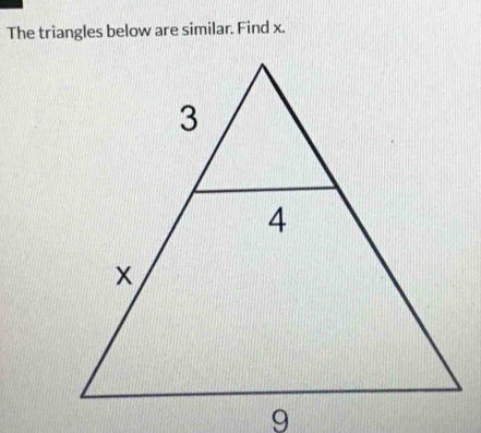 The triangles below are similar. Find x.