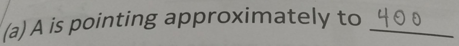 A is pointing approximately to_