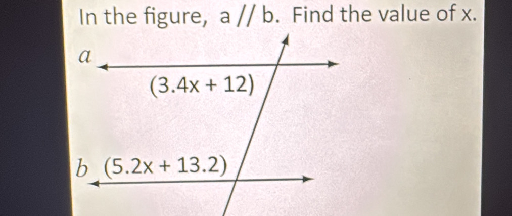 In the figure, a//b. Find the value of x.