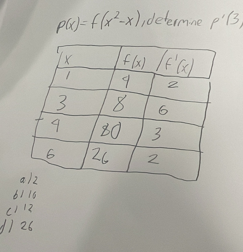 p(x)=f(x^2-x) idetermine p'|3,
61 16
() 13
11 26