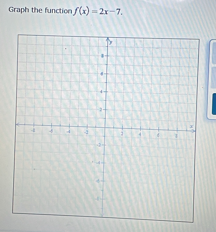 Graph the function f(x)=2x-7.