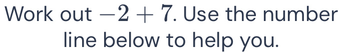 Work out -2+7. Use the number 
line below to help you.