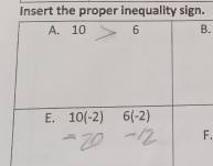 Insert the proper inequality sign.
.
.