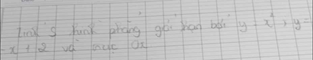 Ling s Yunk píong gò han bài y=x^2, y=
-x+2 vè muc Ox