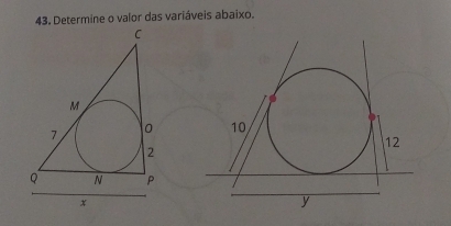 Determine o valor das variáveis abaixo.