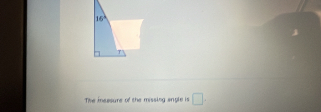 The measure of the missing angle is □ ,