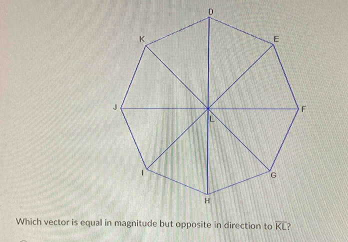 D
Which vector is equal in magnitude but opposite in direction to overline KL 2