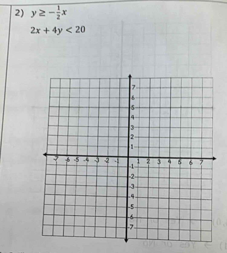 y≥ - 1/2 x
2x+4y<20</tex>