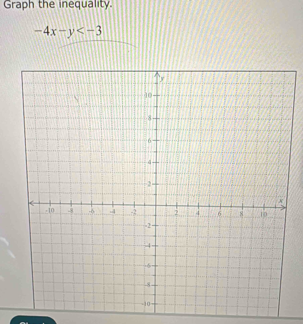 Graph the inequality.
-4x-y