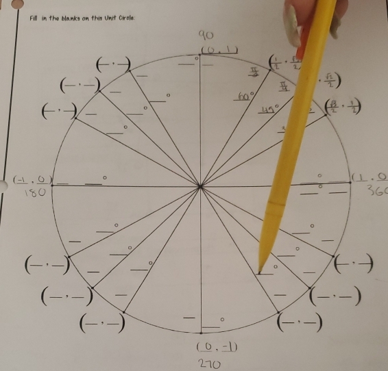 Fill in the blanks on this Unit Circle
.