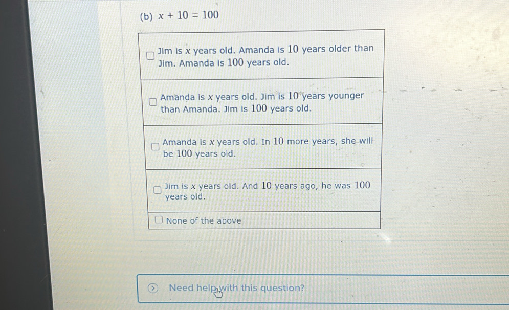 Solved: x+10=100 Need help with this question? [Math]