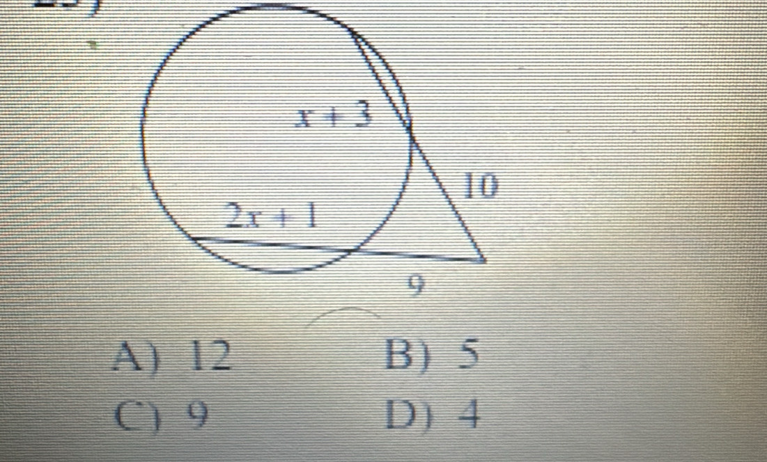 A) 12 B) 5
C) 9 D) 4