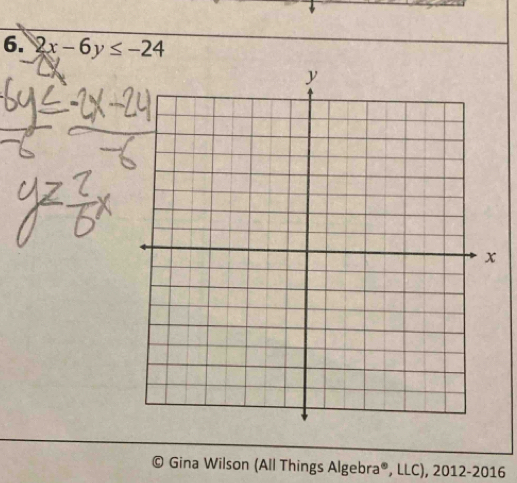 2x-6y≤ -24
Gina Wilson (All Things Algebra®, LLC), 2012-2016