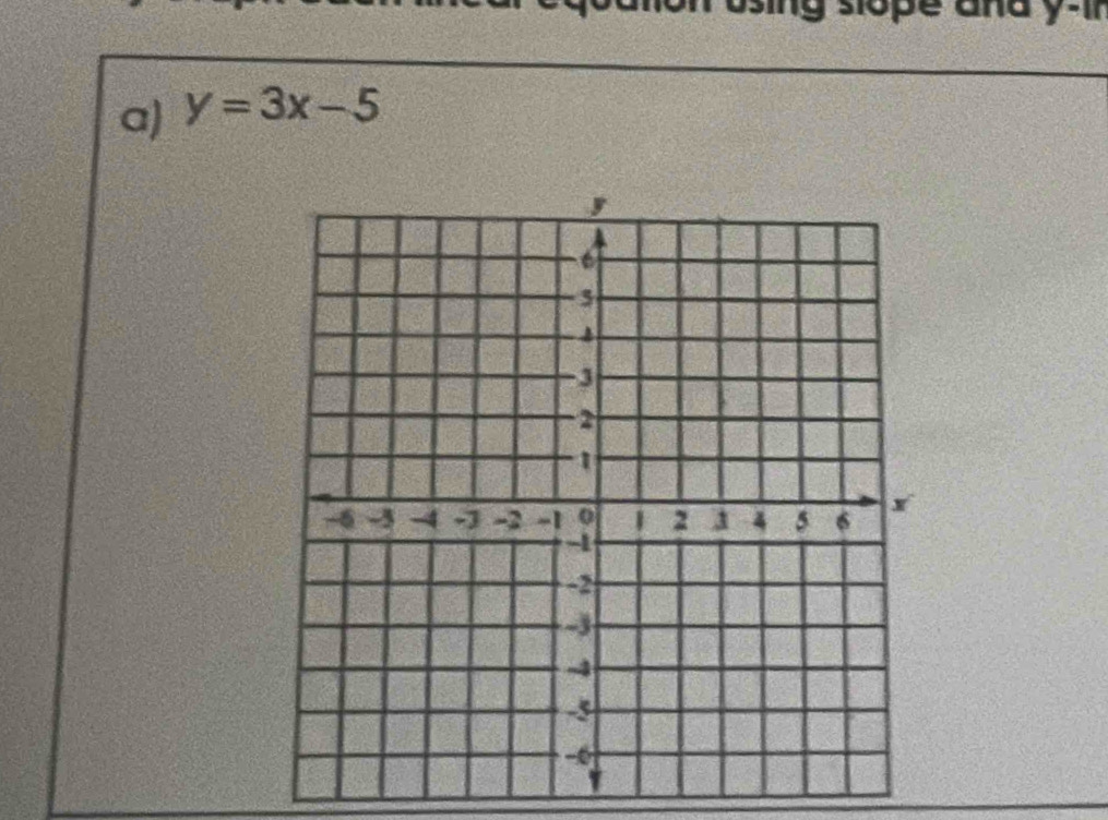 sing slope and y -ir 
a) y=3x-5