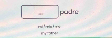 ... padre 
mi / mis / me 
my father