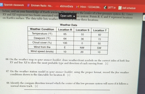 Solved: Spanish classwork Eminem Radio - No. =so eSchoolData Inbox ...