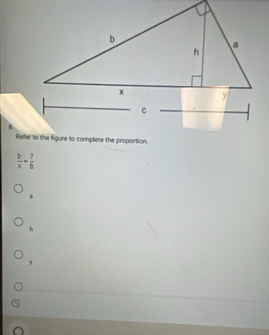  b/x = ?/b 
a
h
y