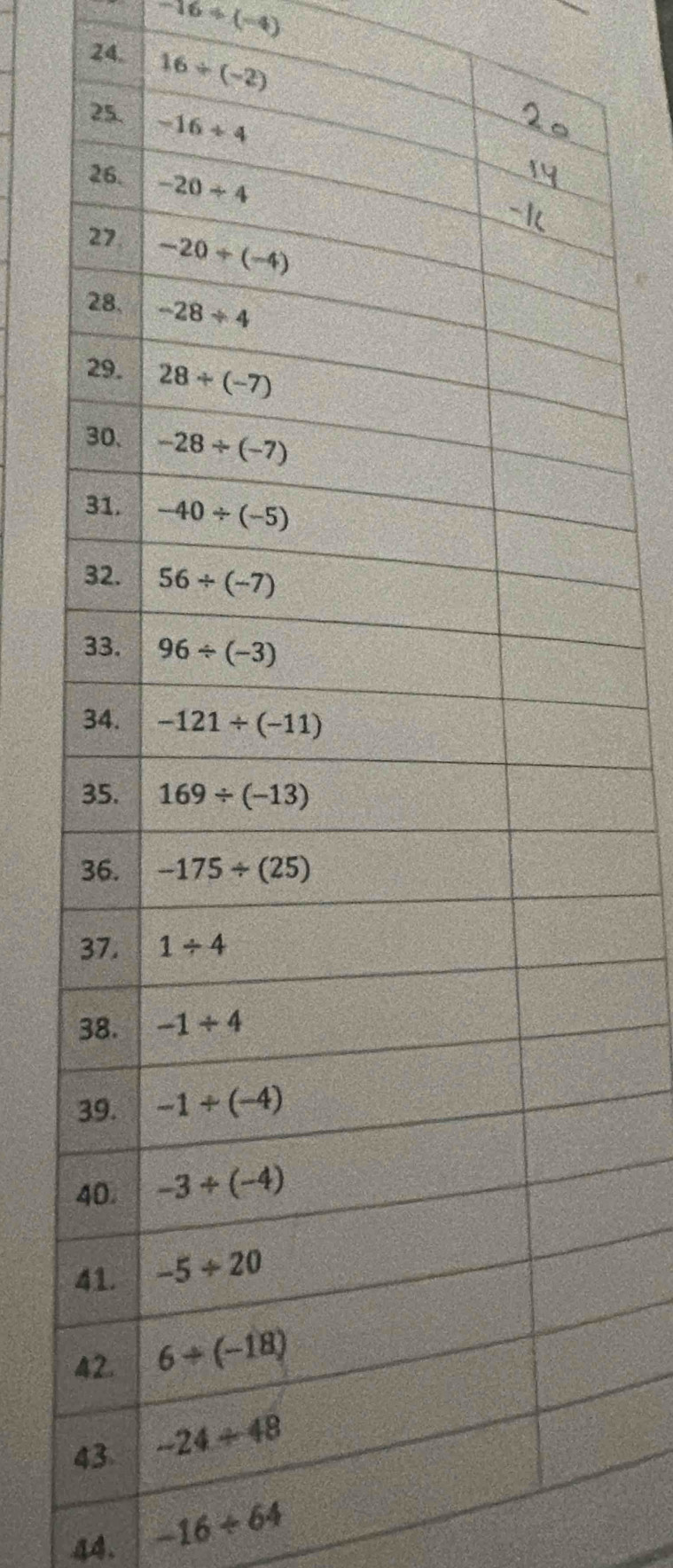 -16/ (-4)
_
24. 16/ (-2)
4
4
44.
-16/ 64