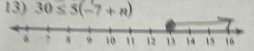 30≤ 5(-7+n)