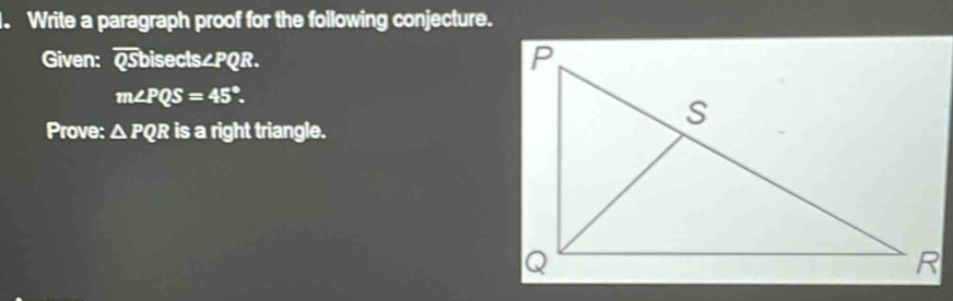 Solved: Write a paragraph proof for the following conjecture. Given ...