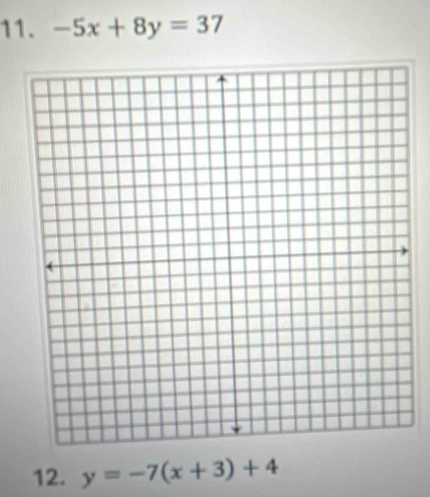 -5x+8y=37
12. y=-7(x+3)+4