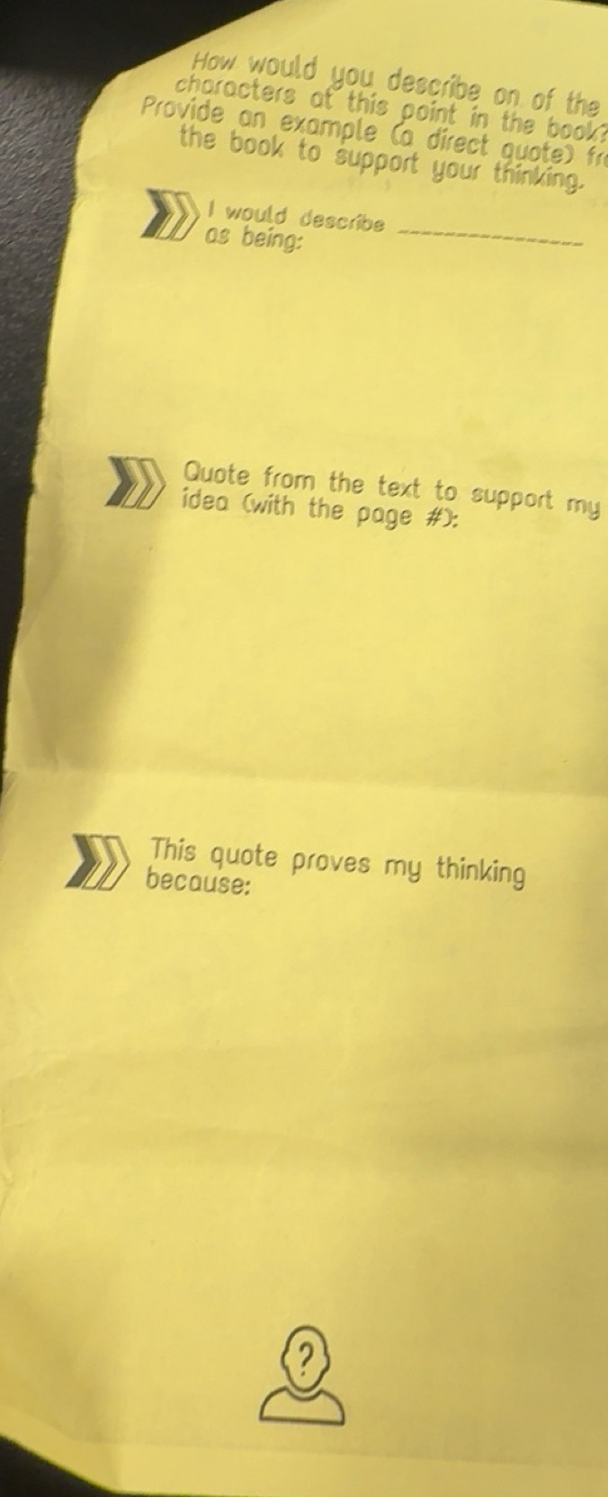 Solved: How would you describe on of the characters at this point in ...