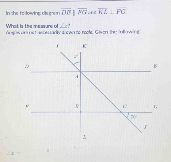 Solved: In the following diagram overline DEparallel overline FG and ...
