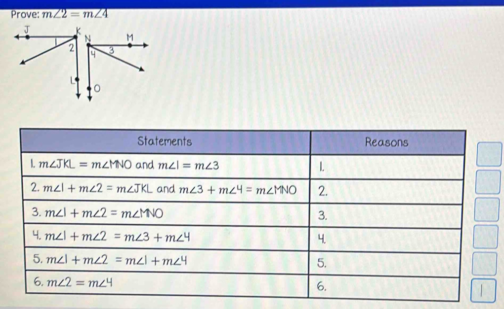 Prove: m∠ 2=m∠ 4