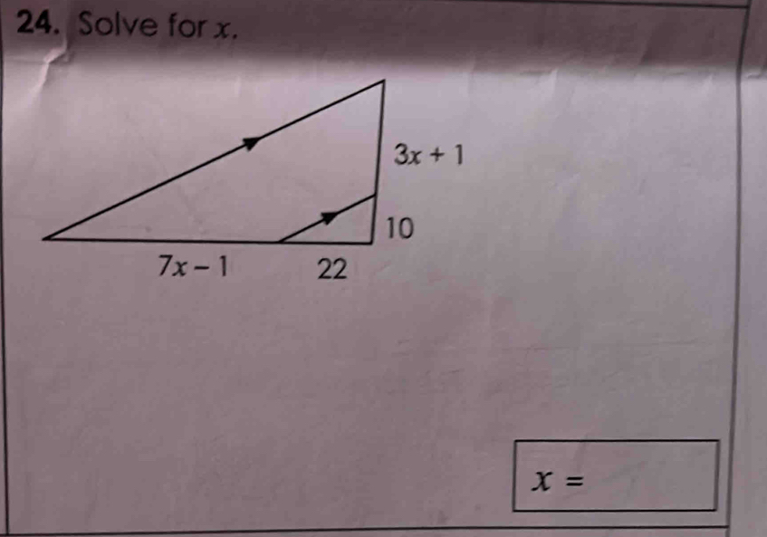 Solve for x.
x=