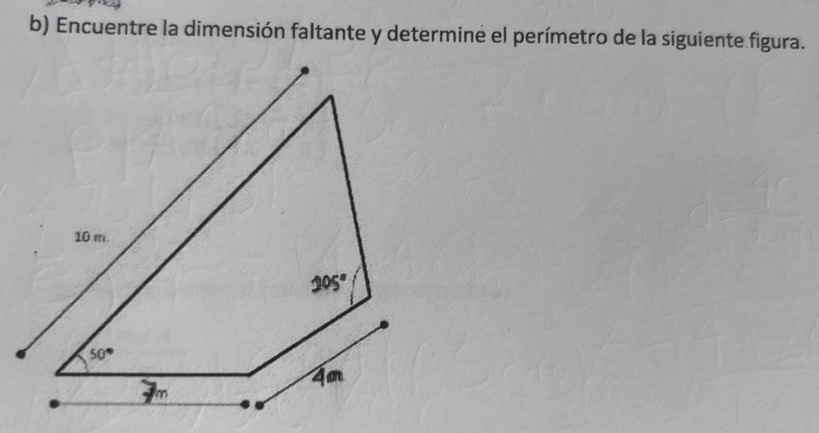 Encuentre la dimensión faltante y determine el perímetro de la siguiente figura.