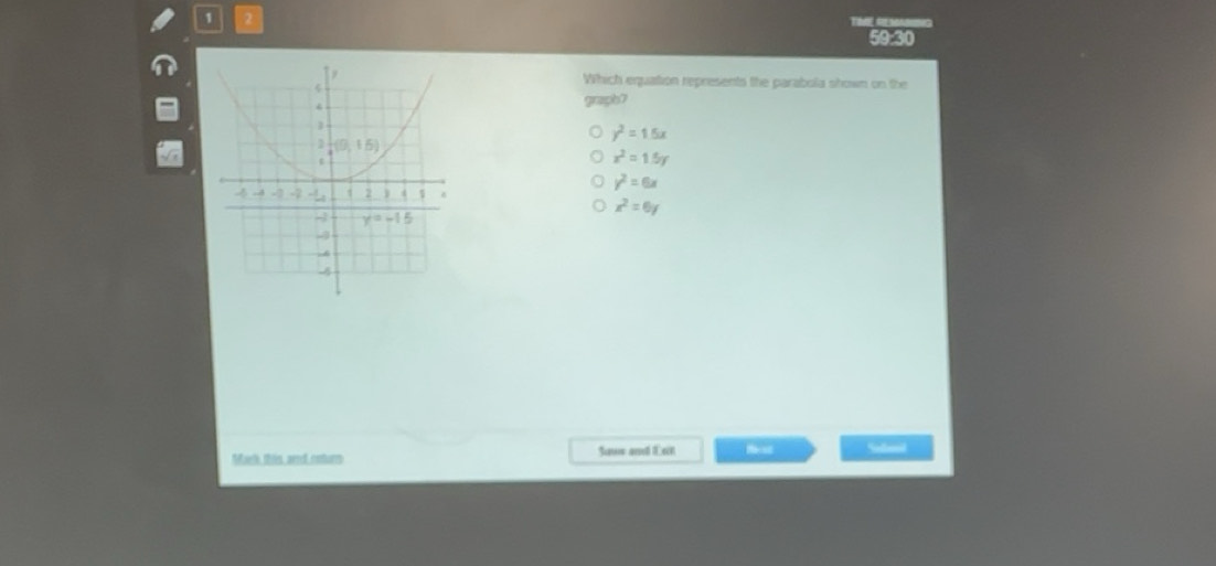 Solved: 1 2 That orw 59:30 Which equation represents the parabola shown ...