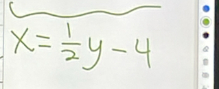 X= 1/2 y-4