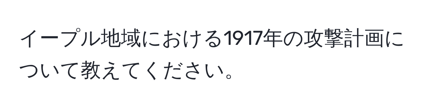 イープル地域における1917年の攻撃計画について教えてください。