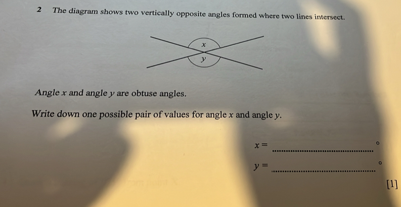 Telah dijawab:The diagram shows two vertically opposite angles formed ...