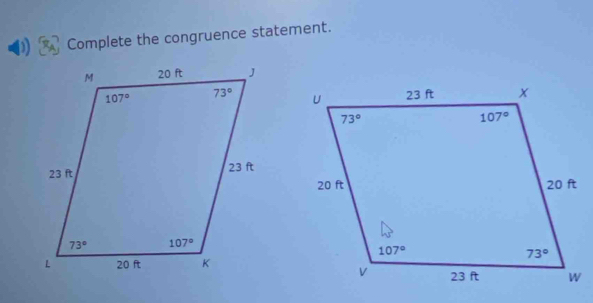 Complete the congruence statement.