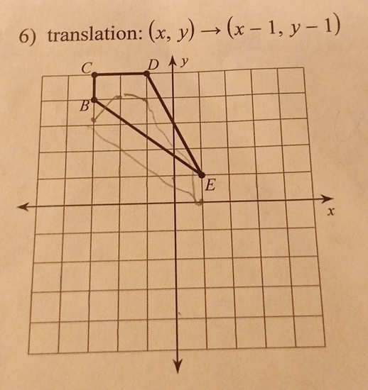 translation: (x,y)to (x-1,y-1)