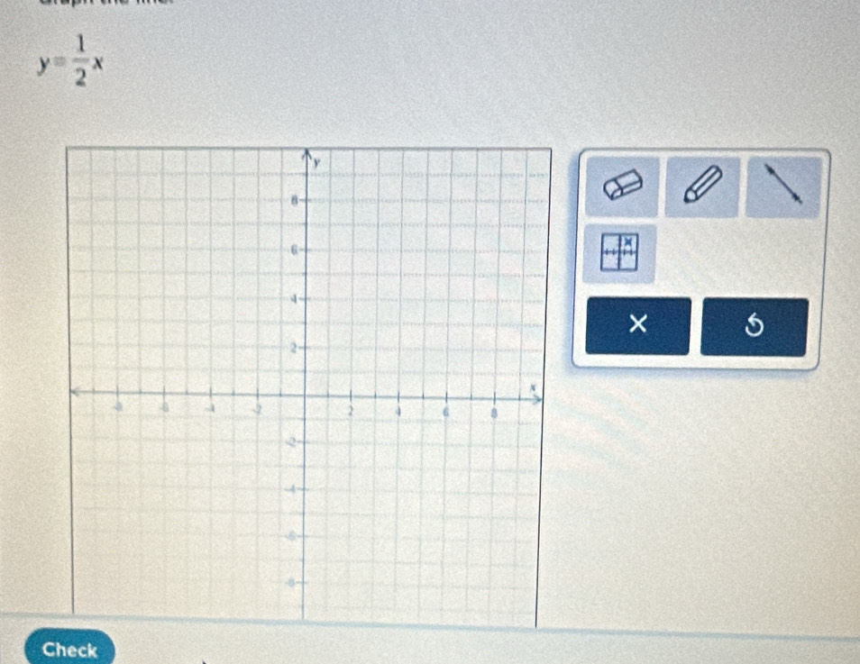 y= 1/2 x
× 
Check