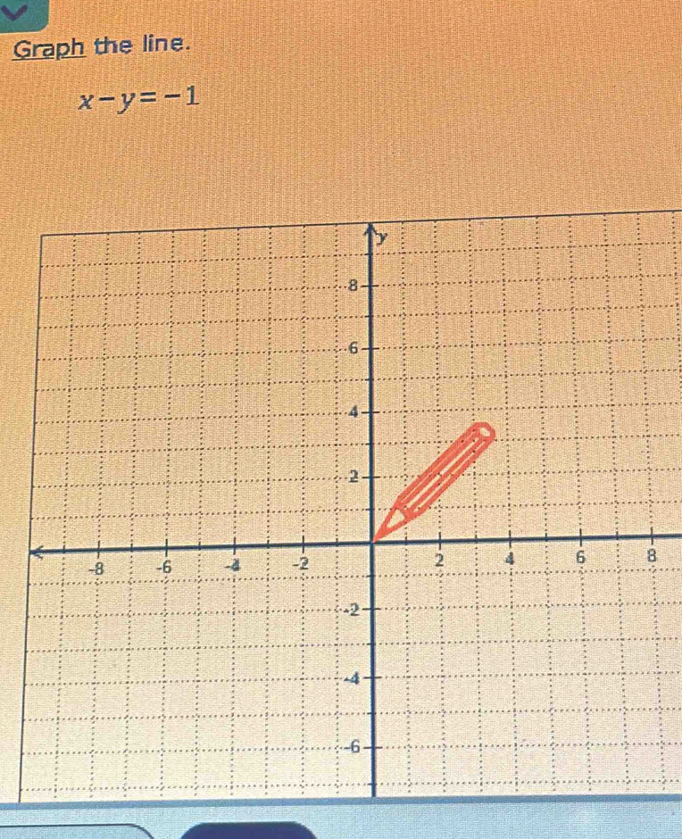 Graph the line.
x-y=-1
8