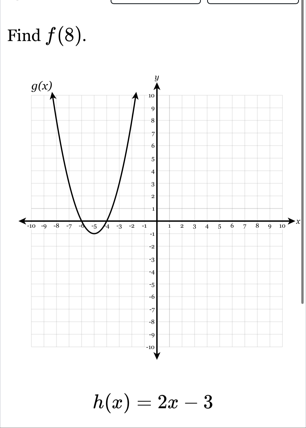 Find f(8).
x
h(x)=2x-3