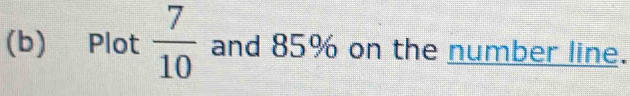 Plot  7/10  and 85% on the number line.