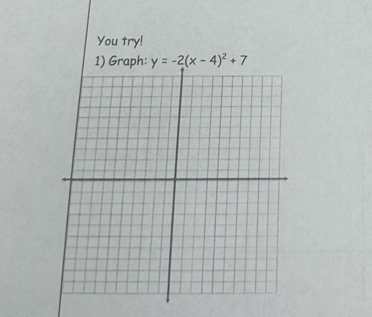 You try!
y=-2(x-4)^2+7