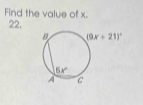 Find the value of x.
22.