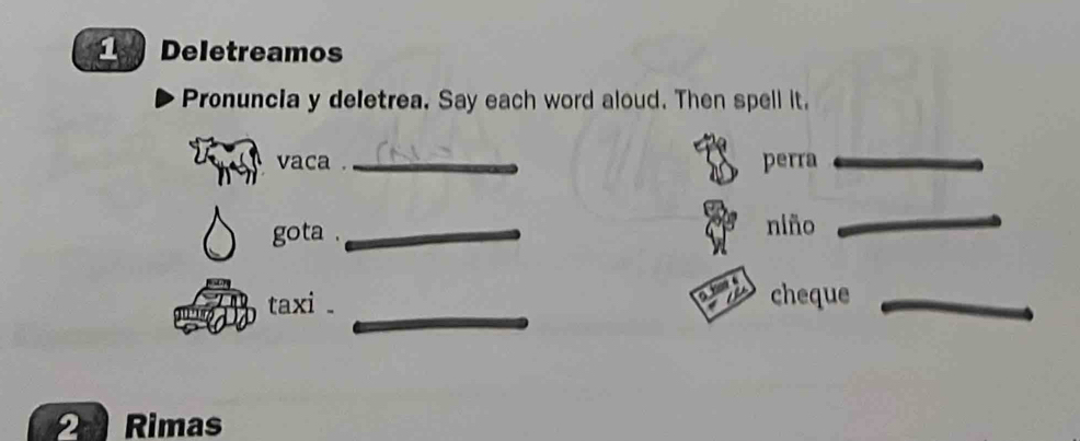 Solved: Deletreamos Pronuncia y deletrea. Say each word aloud. Then ...