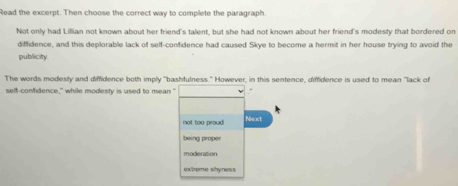 Solved: Read the excerpt. Then choose the correct way to complete the ...
