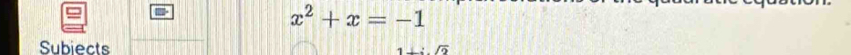 x^2+x=-1
Subjects 
1 sqrt(2)