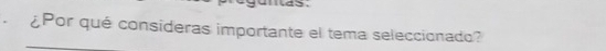 ¿Por qué consideras importante el tema seleccionado?