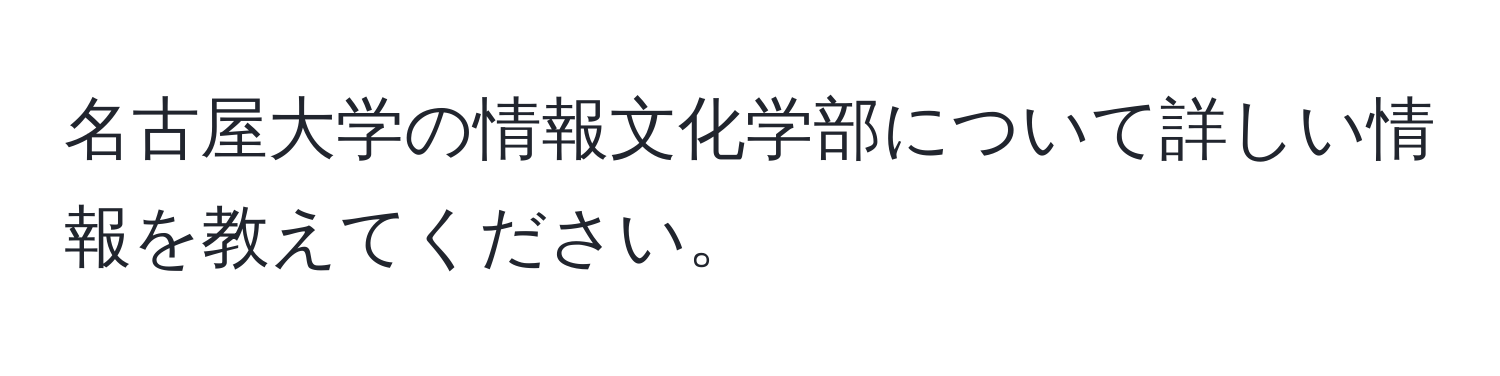 名古屋大学の情報文化学部について詳しい情報を教えてください。