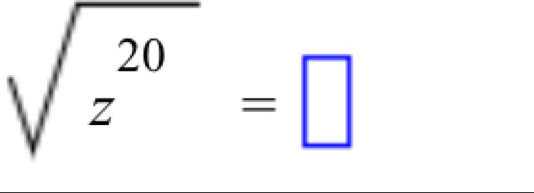 sqrt(z^(20))=□