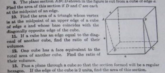 Solved: The planc section ABCD shown in the figure is cut from a cube ...
